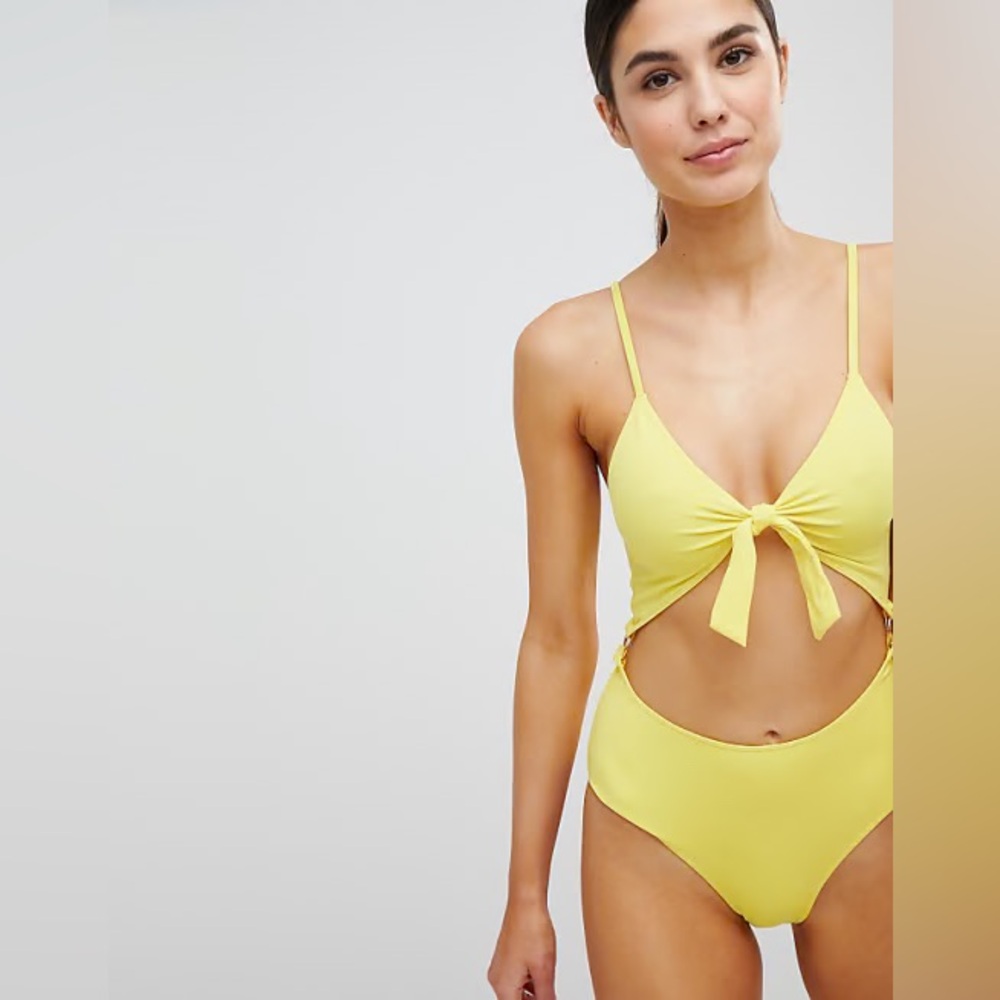 Ann Summers Yellow Cut Out Side Rings Bathing Suit